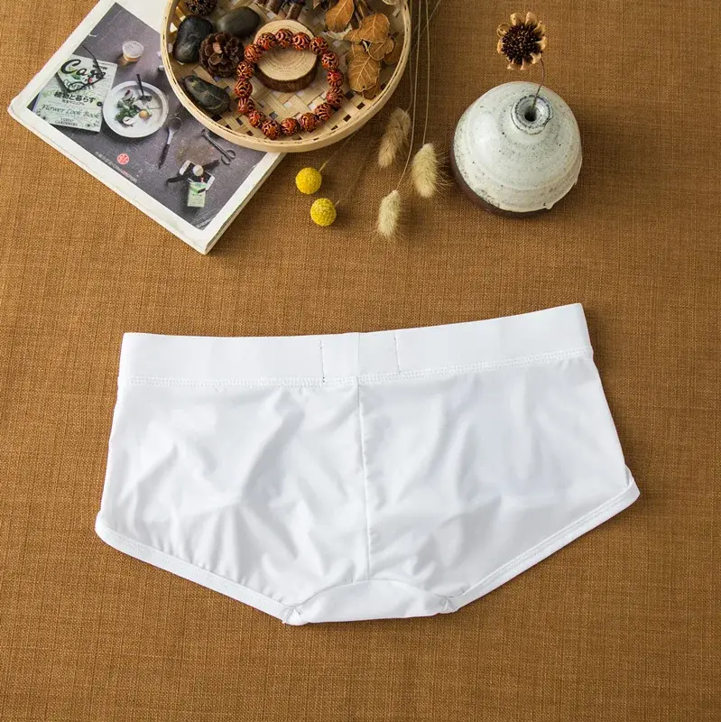 Ropa interior de seda de leche de ángulo plano para hombre, bóxers de talle bajo, cómodos y agradables para la piel, transpirables, suaves como la seda, de secado rápido — image 4