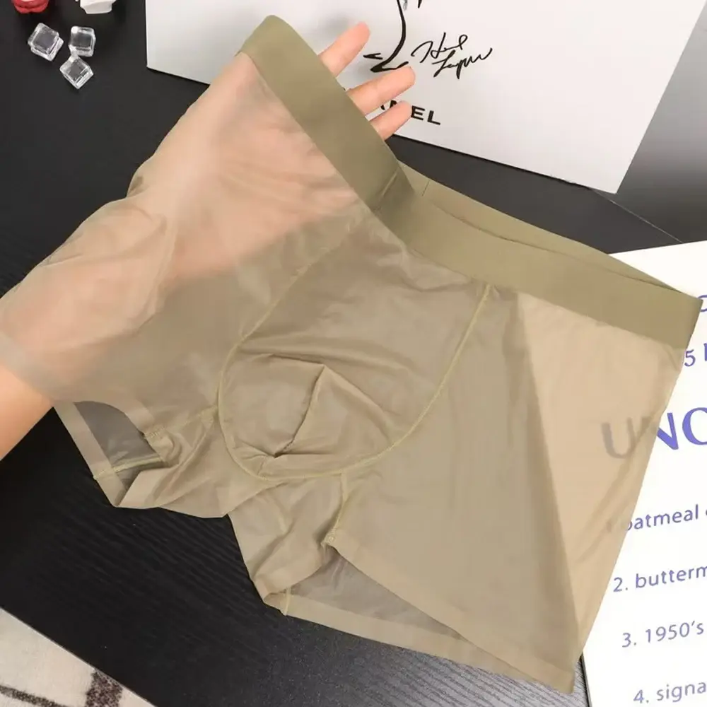 Mutandine da uomo elastiche sexy da uomo Asciugatura rapida Boxer ultrasottili Boxer trasparenti Intimo U Custodia rigonfiamento Sexy Und — image 7