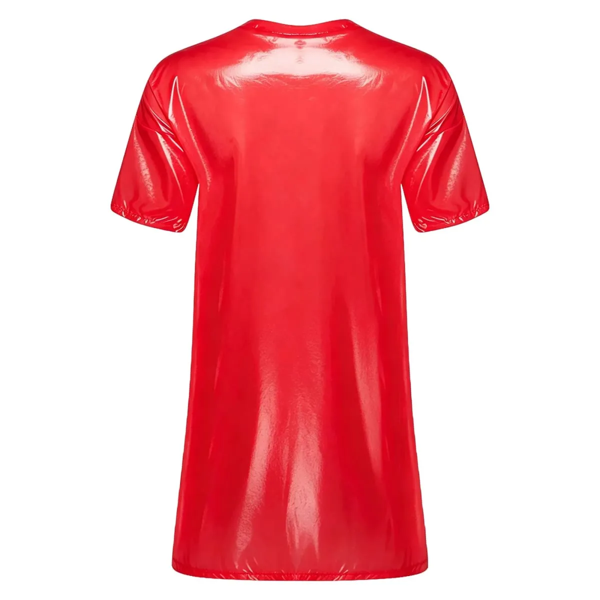 Womens Waterproof Sleep Dress V Neck Short Sleeve Side Split Loose Mini Dress Oversized T-shirt for Swimwear Water Rave Parties — image 4