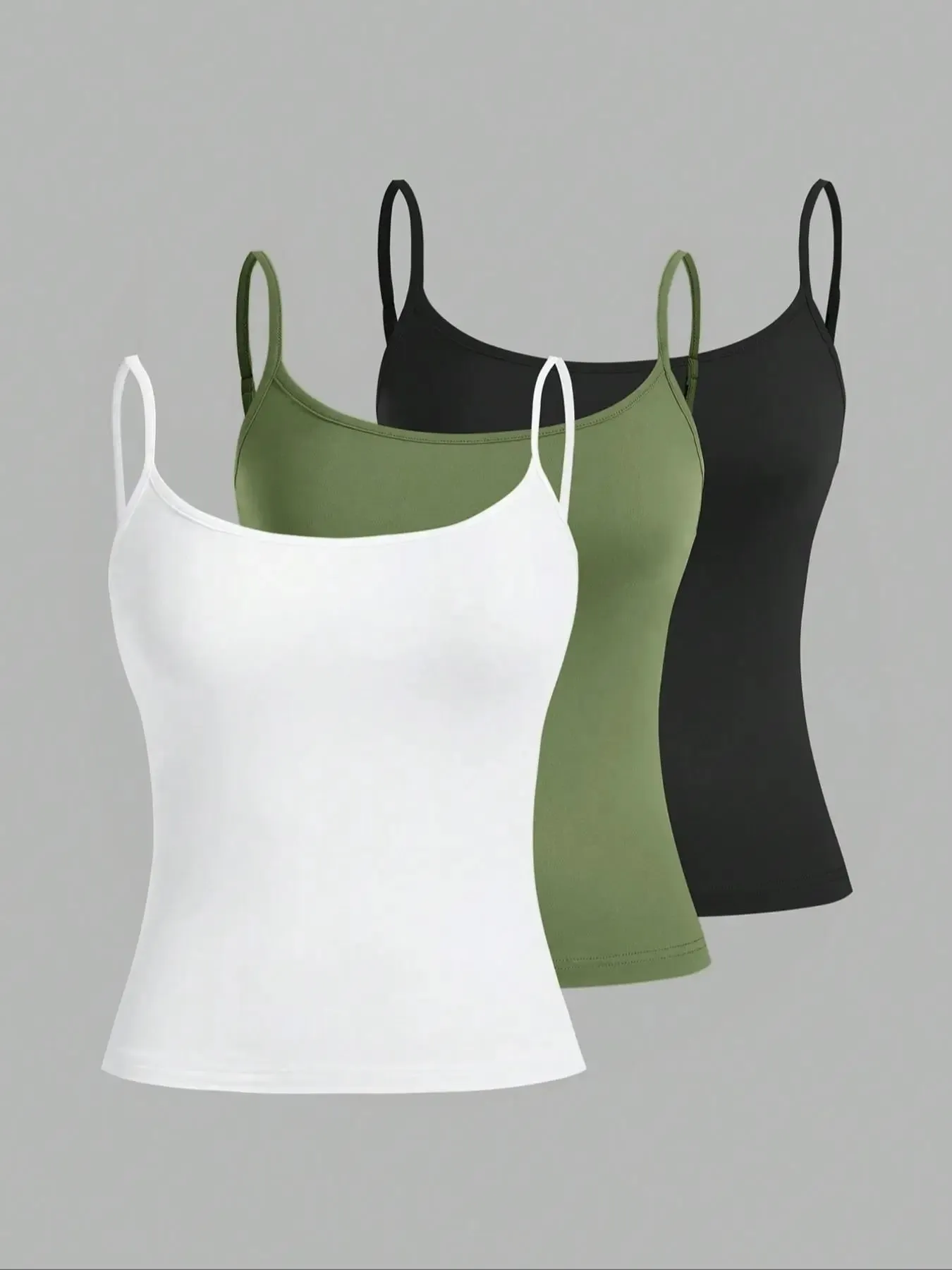 European and American Spring Summer and Autumn Solid Color Daily Casual Adjustable Suspender Vest Three-Piece Set — image 8
