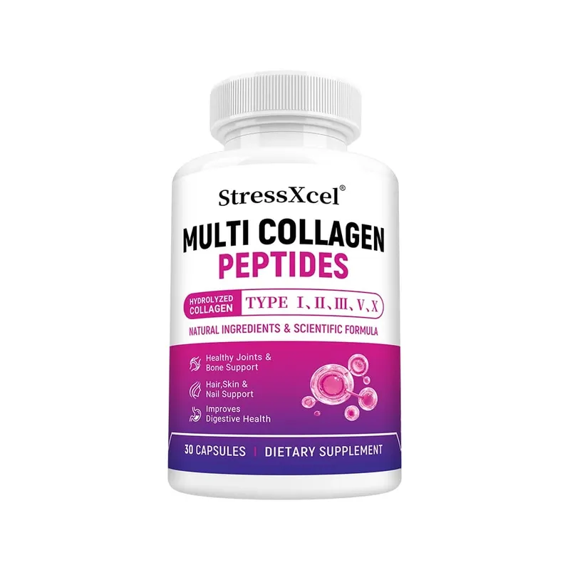 Multi Collagen Peptides Capsules Type I II III V X Biotin Anti-Aging Skin Hair Nails Joints Gut & Immunity Support
