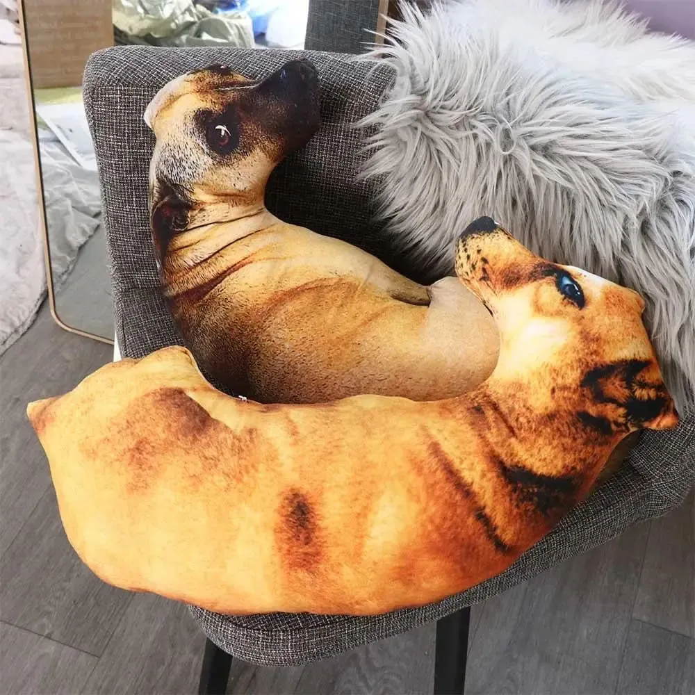 Oreiller 3D réaliste en forme d'animal, coussin doux pour chien, coussin créatif pour le bureau — image 9