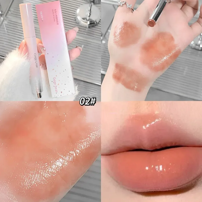 Air Jernih Cahaya Pepejal Lip Gloss Jeli Berair Gincu Merah Jambu Pensil Pelembap Cermin Gincu Pen Lipstik Korea Bibir Kosmetik — image 12