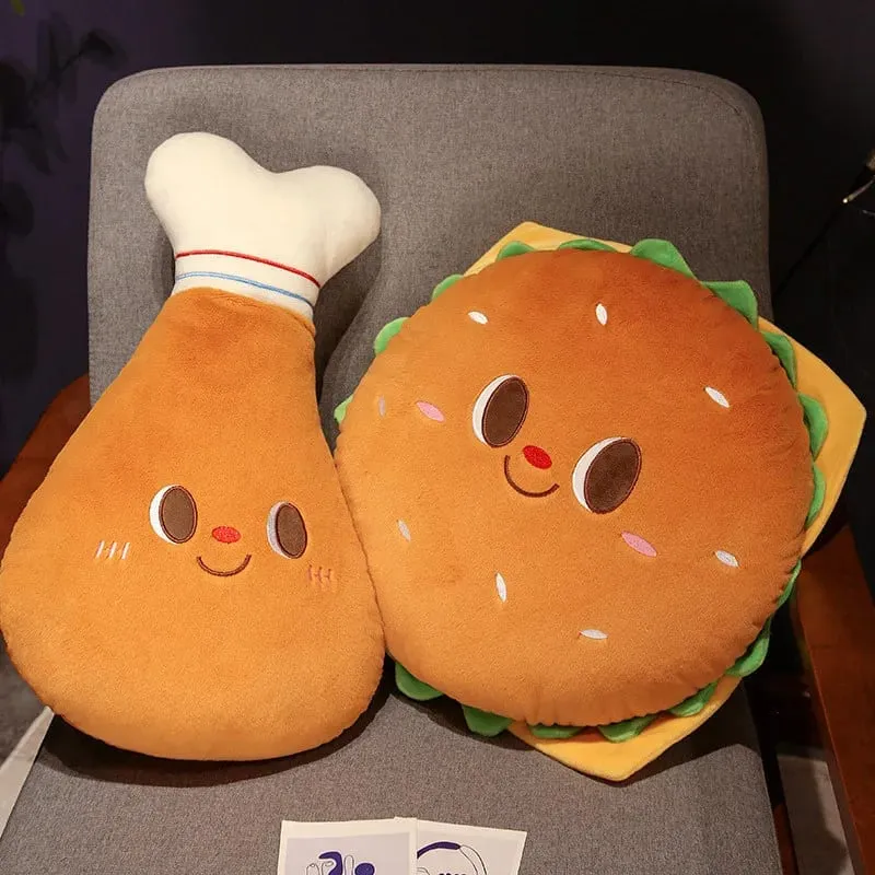 Fried Chicken Burger Plush Toy Super Soft Filled Plush Pillow Delicious Food Toys For Kids Christmas Halloween Holiday Gifts — image 6