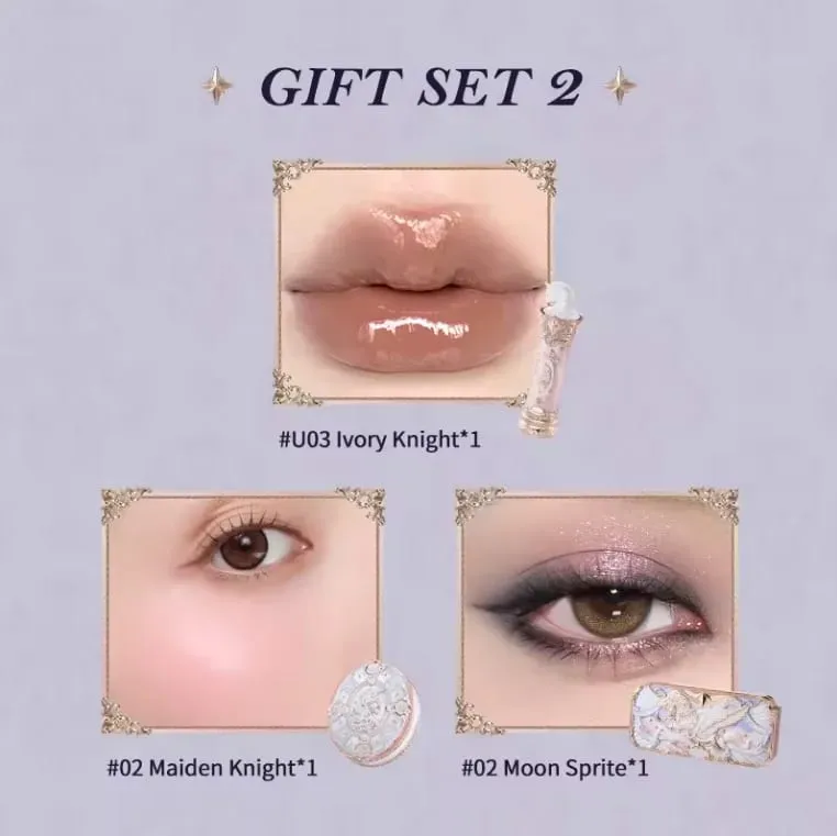 Flowerknows Kotak Hadiah Set Solek Malaikat Kecil Kotak Penuh Lip Glaze Blusher Shell Jewelry Kit Hadiah Hari Lahir Bunga Tahu — image 10