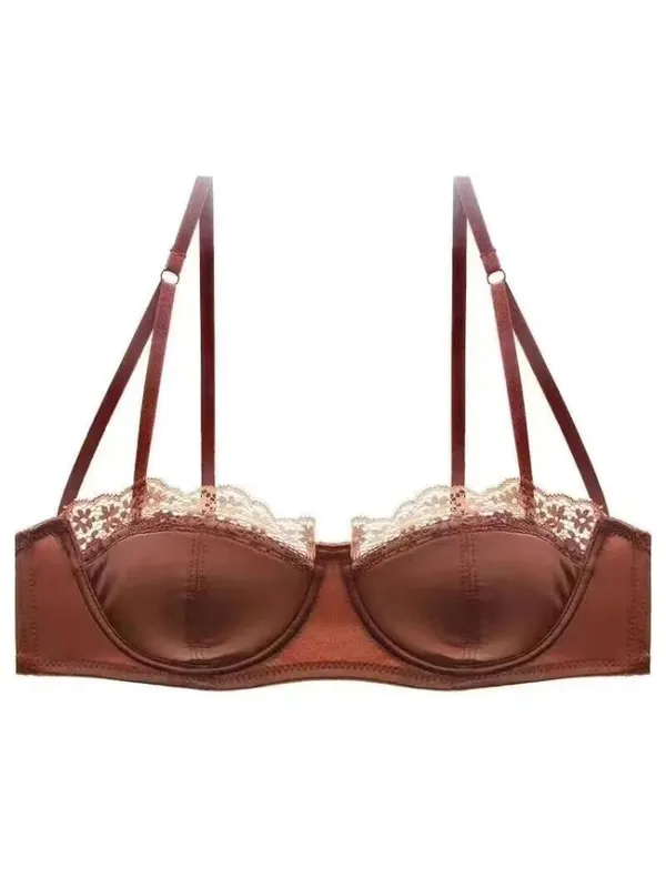 เซ็กซี่ภาษาฝรั่งเศสคำครึ่งถ้วยที่มองไม่เห็น Bra ชุด Underwire Minimizer Push Up ชุดชั้นในชุด S-XL Comfort Breathable Anti Sag สไตล์ — image 12