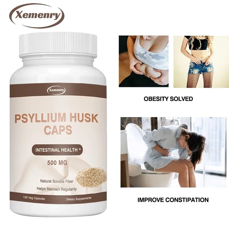 Psyllium Husk Capsules | Premium Soluble Fiber Supplement | Psyllium Powder Stool Softener and Relief for Adult Constipation — image 1