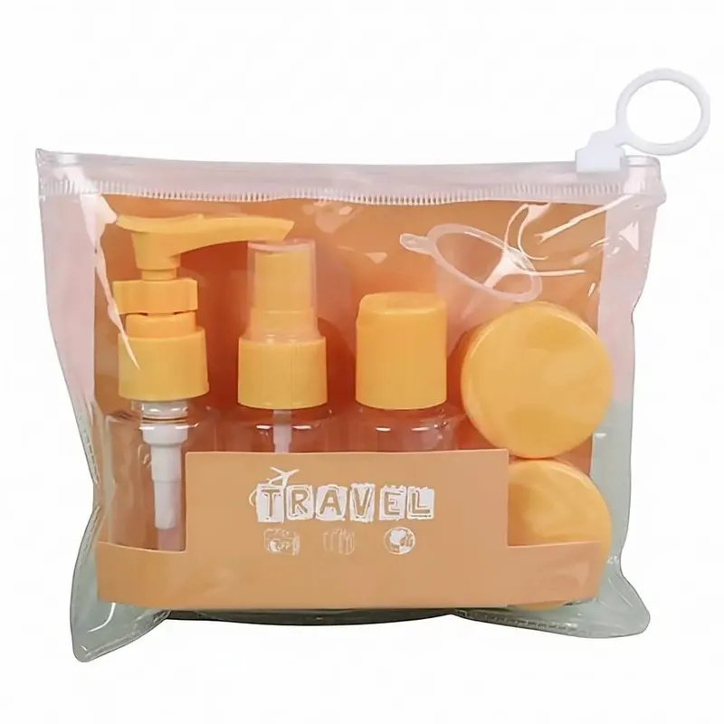 Kit da 7 flaconi da viaggio Contenitori da toilette portatili a prova di perdite Bottiglie cosmetiche trasparenti da viaggio per lozione Shampoo Crema — image 11