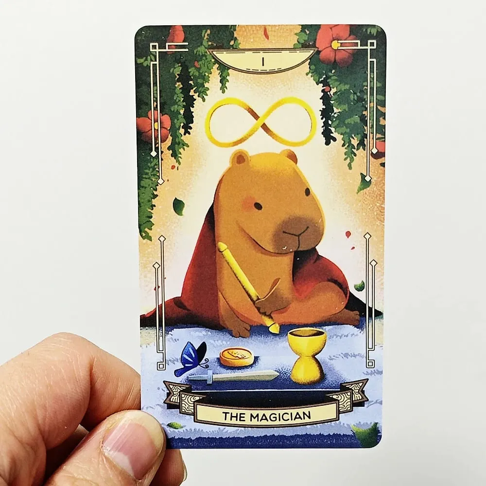 Capybara Tarot Deck 10.3*6 ซม.78 ไพ่ทาโรต์น่ารักนำSothing VibeและEnergy Into A Tarot Deck — image 2