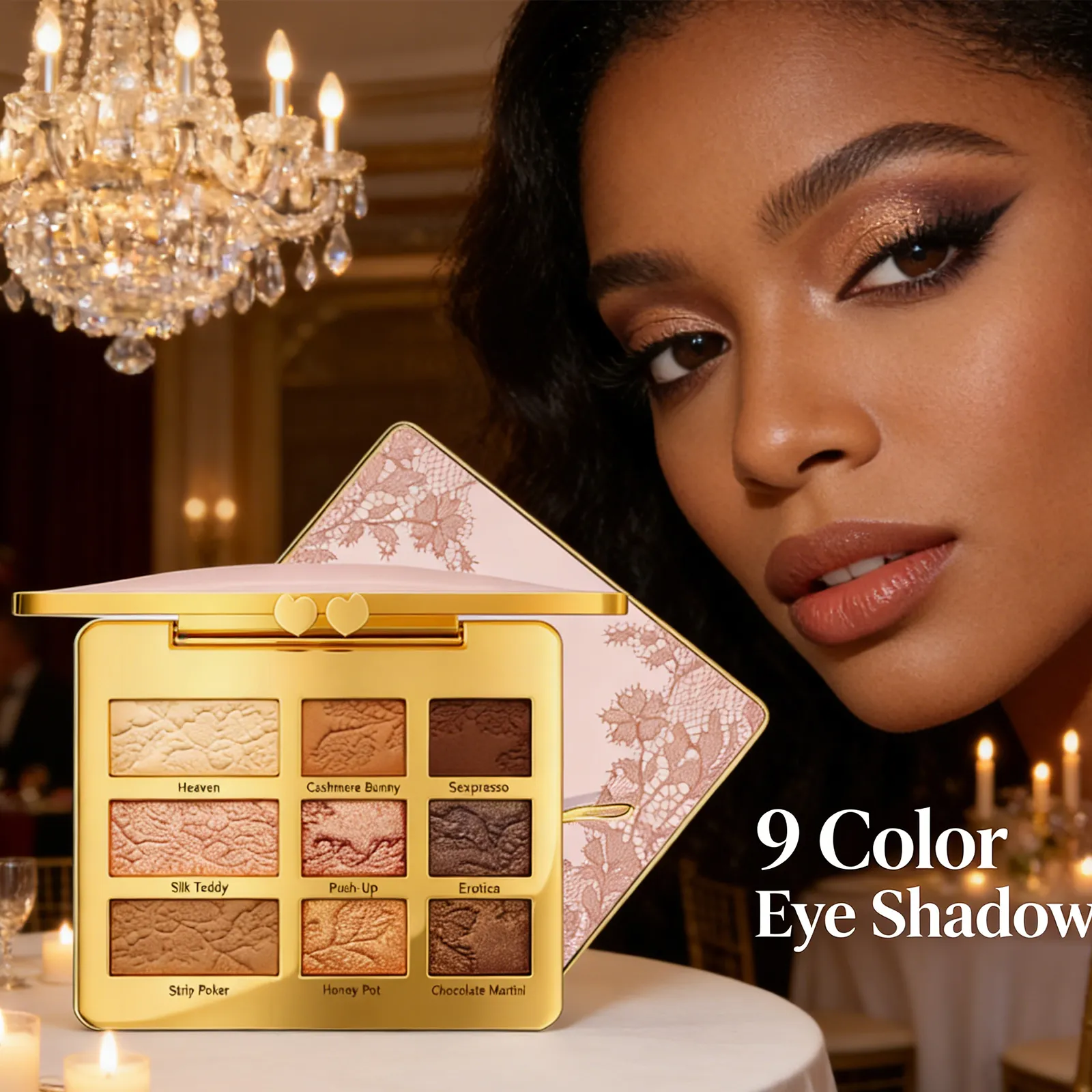 Paleta de sombra de ojos de 9 colores, portátil, multifuncional, brillo, sombra de ojos, paleta brillante, resaltador en polvo, Kit de belleza, 12g — image 2