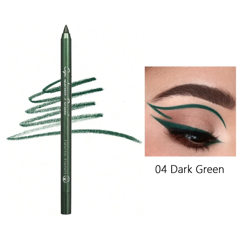 1 Stück wasserdichter blau-grüner Eyeliner-Stift, wischfest, langlebig, Perlglanz-Glitzer-Eye-Liner, hochpigmentiertes Punk-Augen-Make-up — image 9