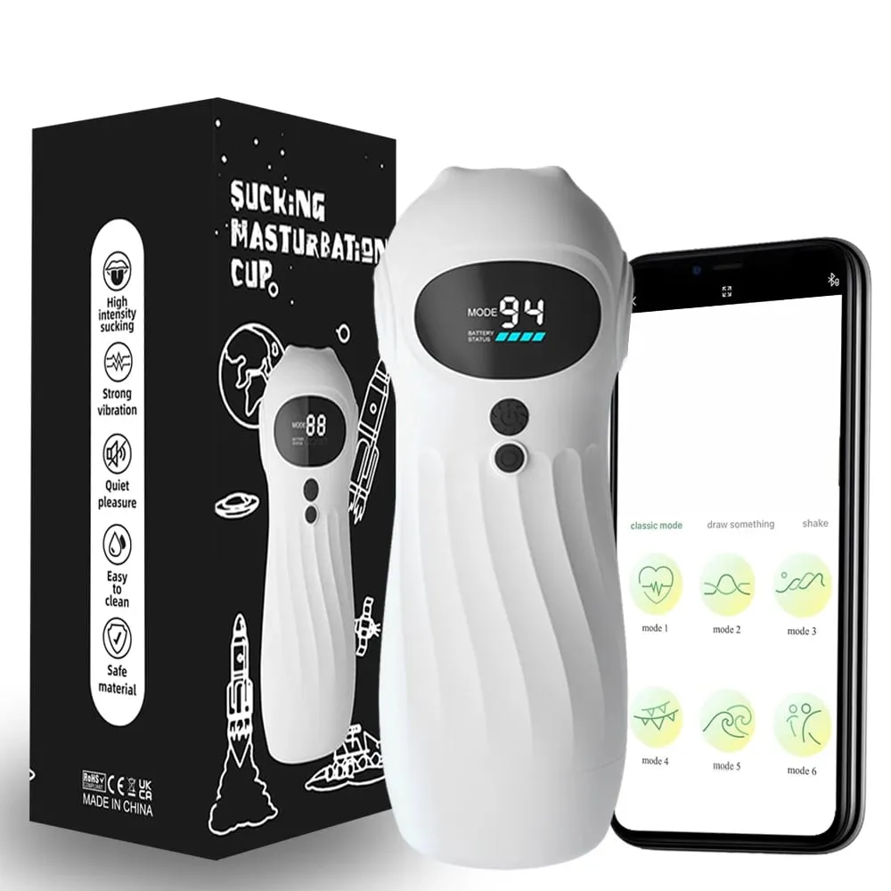 APP 원격 자동 빠는 남성 자위대 컵 진짜 질 진동 구강 자위 가열 섹스 기계 남자를위한 장난감 — image 1