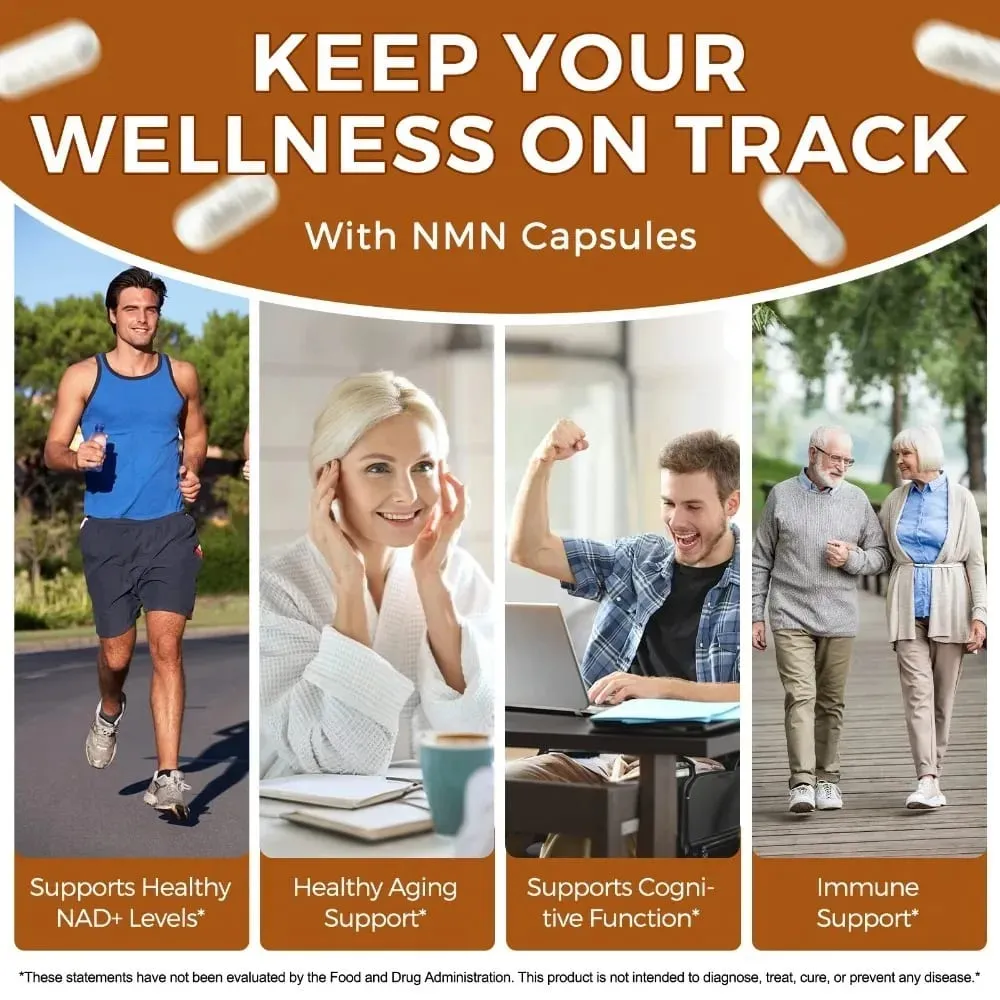 Capsule NMN 1000mg Nicotinamide Mononucleotide NAD+ Energia Cellulare TMG Quercetina Resveratrolo 120 Capsule Vegane Non OGM — image 5