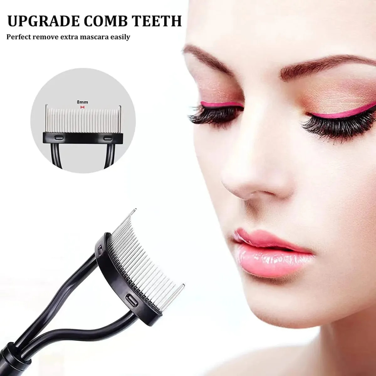 Séparateur de cils dents en métal recourbe-cils droits beauté maquillage brosse à cils en acier inoxydable peigne Mascara Curl outil de maquillage — image 2