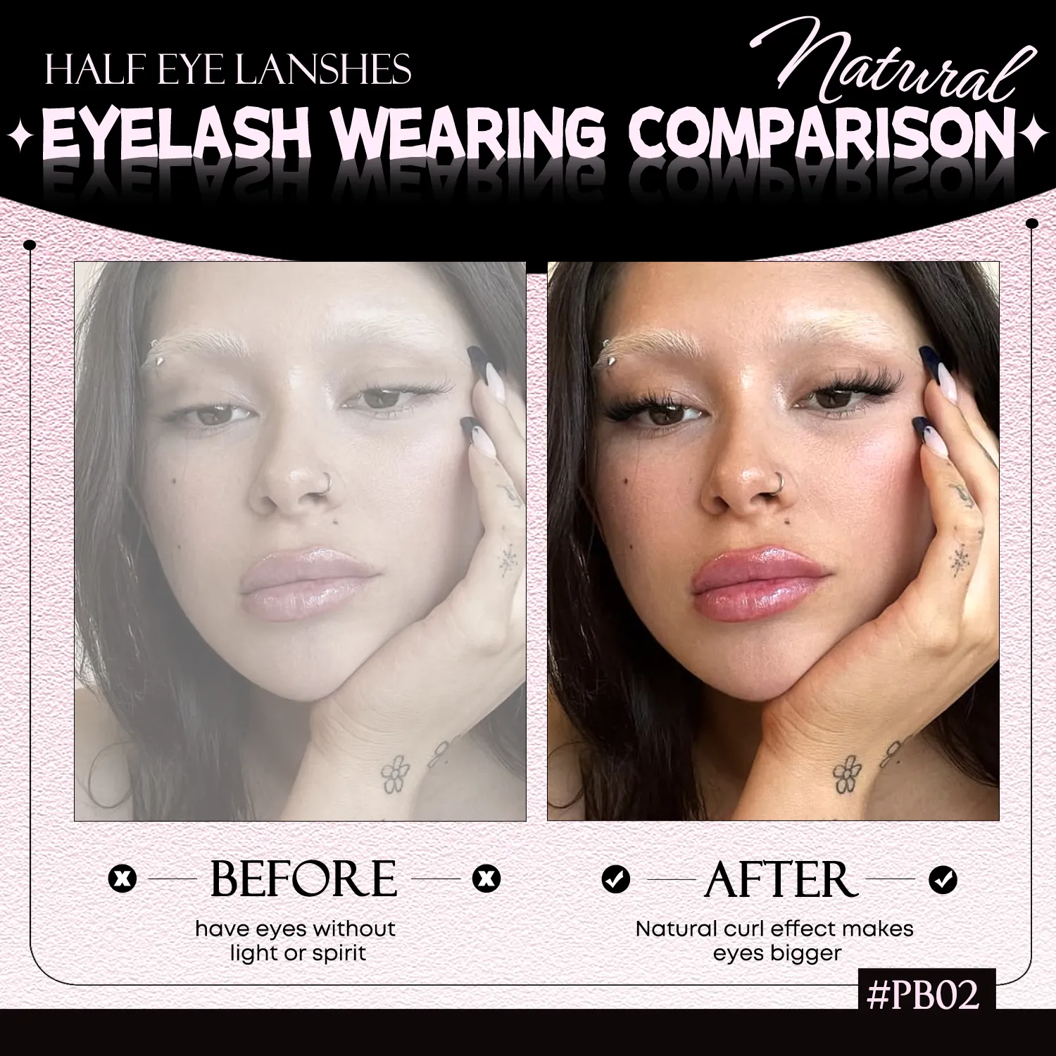 Demi-cils yeux de chat, aspect naturel, Faux cils vaporeux, Faux cils en vison, bande transparente, Faux cils naturels, maquillage