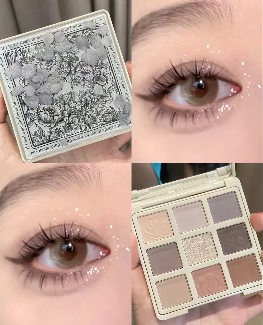 Gogotales 9 Colors Eyeshadow Palette Matte Shimmer Glitter Fine Flash Low Saturation Tone Easy to Apply Eye Makeup — image 1