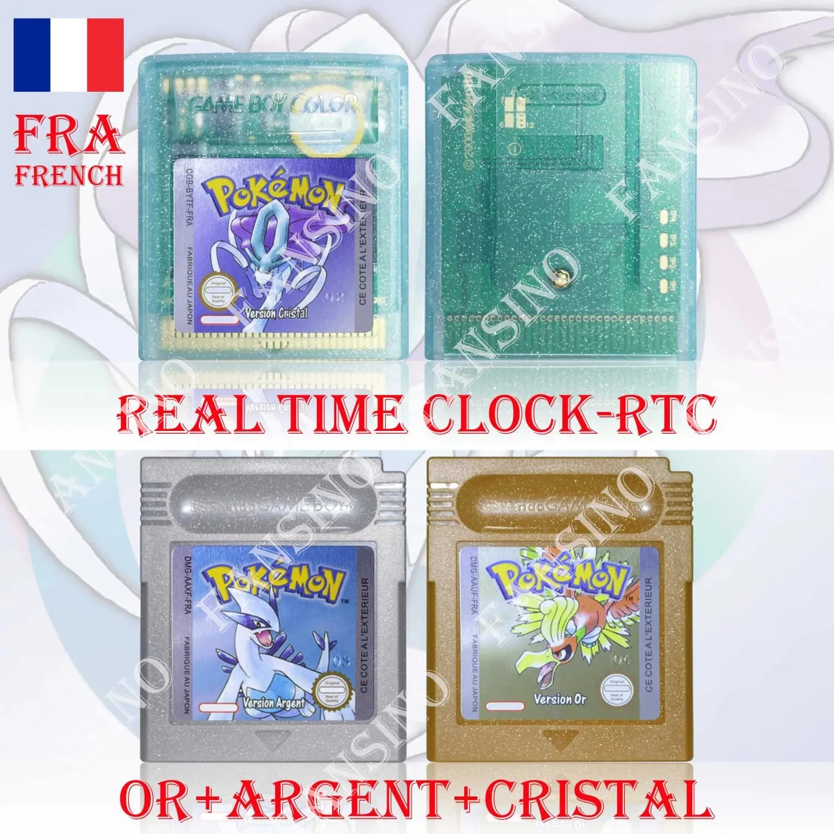 GB/GBC Echtzeituhr Pokemon Crystal/Gold/Silver Version Videospielkassette mit Batterie USA/NOE/FRA/ESP/ITA Version — image 5