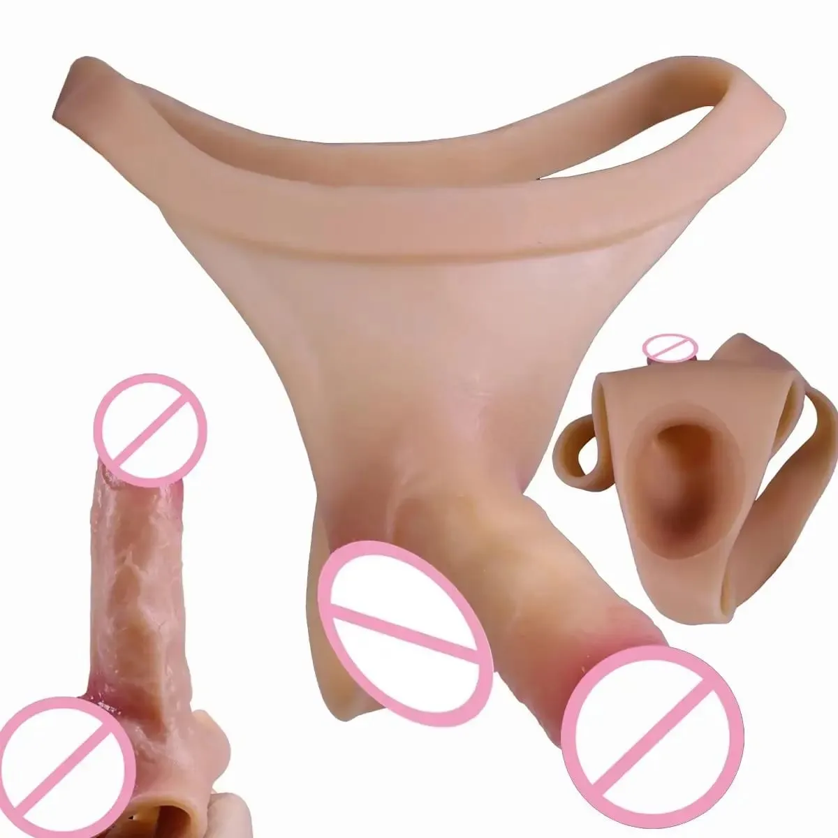 Nowe silikonowe stałe, puste Dildo z stringami nakładka na penisa nakładka na penisa wysoka elastyczność Cock Extender T-Back dla dorosłych 18+ męska zabawka erotyczna — image 1