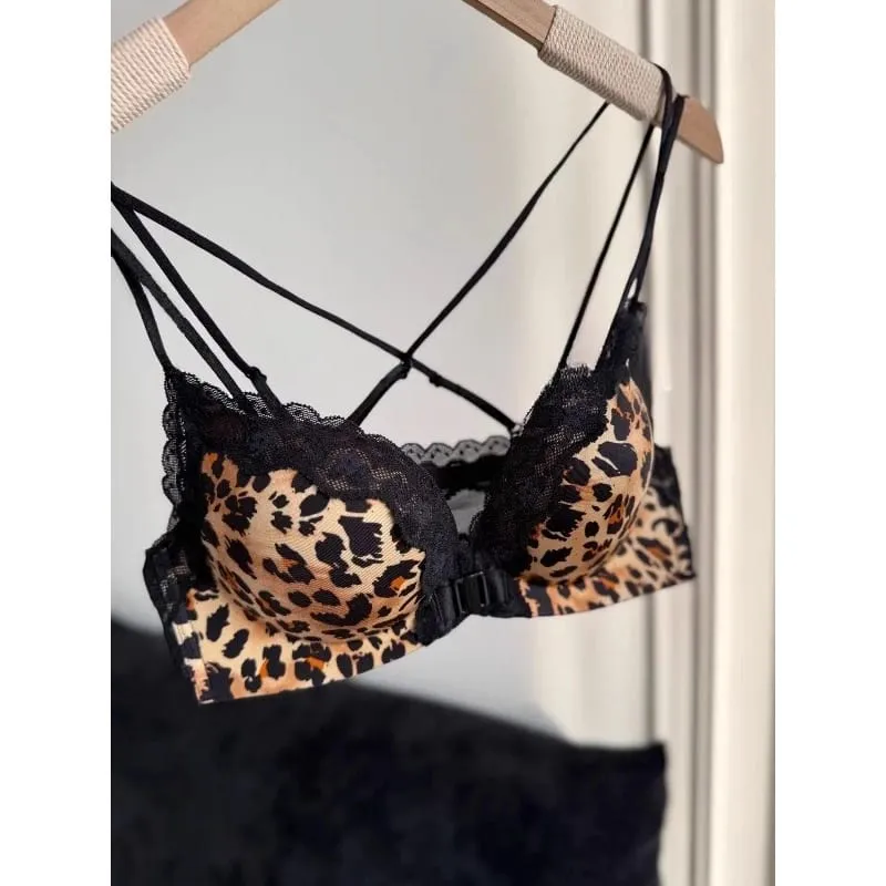 BH-Set mit Leopardenmuster und Knöpfen vorne, Push-Up, zierliche Damen, rückenfrei, sexy Dessous für Partys, Verschönerung der Brust, Größe S-XL — image 5