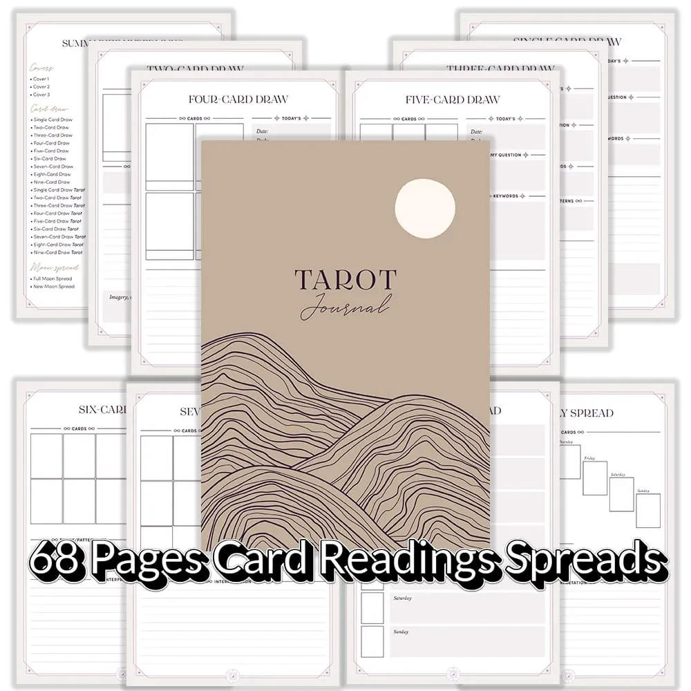 Diario dei tarocchi 68 pagine Letture di carte Spread Arcani maggiori Foglio di studio Lettura dei tarocchi Guarigione mentale Processo decisionale Astrolo — image 6