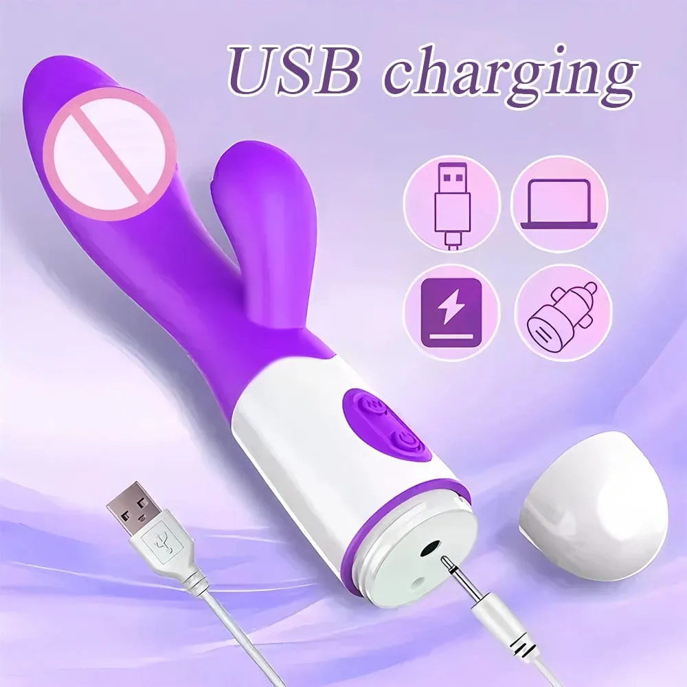 ซิลิโคนกระต่ายVibrator G Spot Dildo Dual Vibrating Clitorisนวด 10 ความเร็วเพศของเล่นสำหรับผู้หญิง — image 6