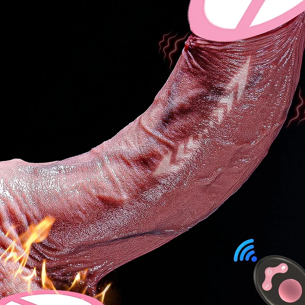 Realistico vibratore vibratore telescopico riscaldamento pene telecomando cazzo spinta grosso cazzo masturbazione per donne giocattoli sessuali per adulti — image 1