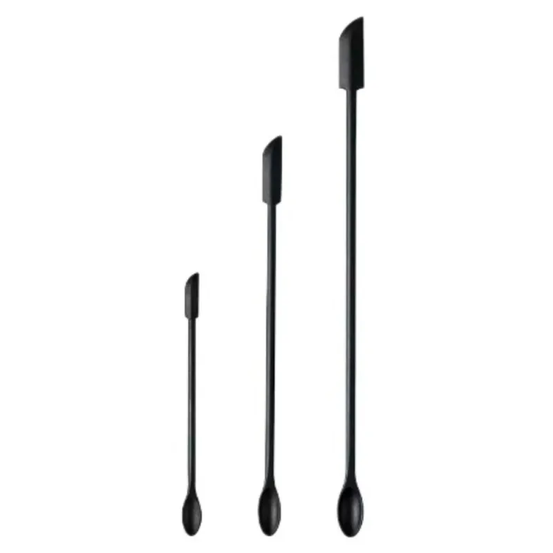 3 pçs espátula de silicone de cabeça dupla escova macia colher de escavação cosmética alongada jam raspagem colheres de maquiagem portátil conjunto