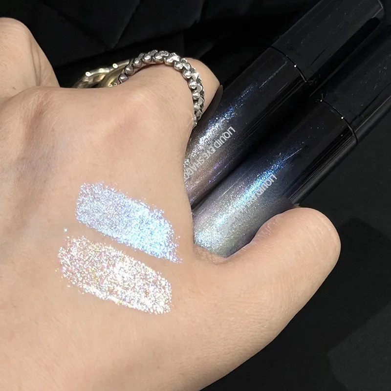 Fard à paupières liquide à paillettes, holographique, scintillant, bleu glace, rose, séchage rapide, aspect mouillé, larmes, maquillage pour les yeux, poudre Non volante