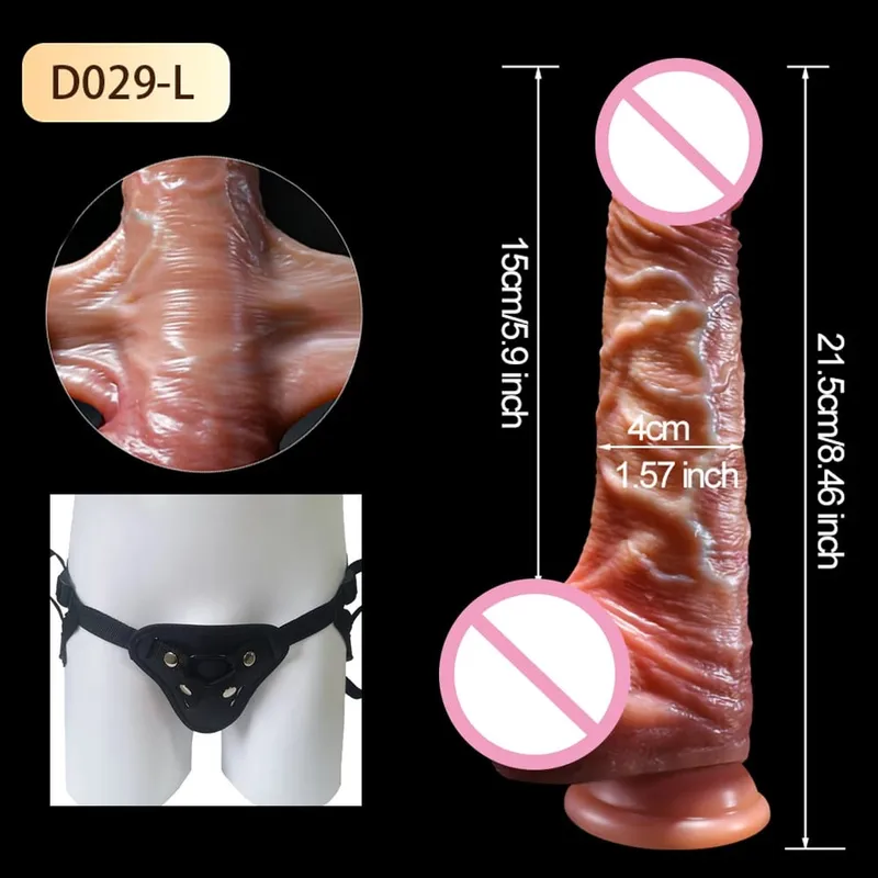Strapon Besar Zakar Realistik Dildo Kulit Gelongsor Kulup Buah zakar Dildo Dubur Faraj Palam Batang Mainan Seks Dewasa untuk Wanita — image 15