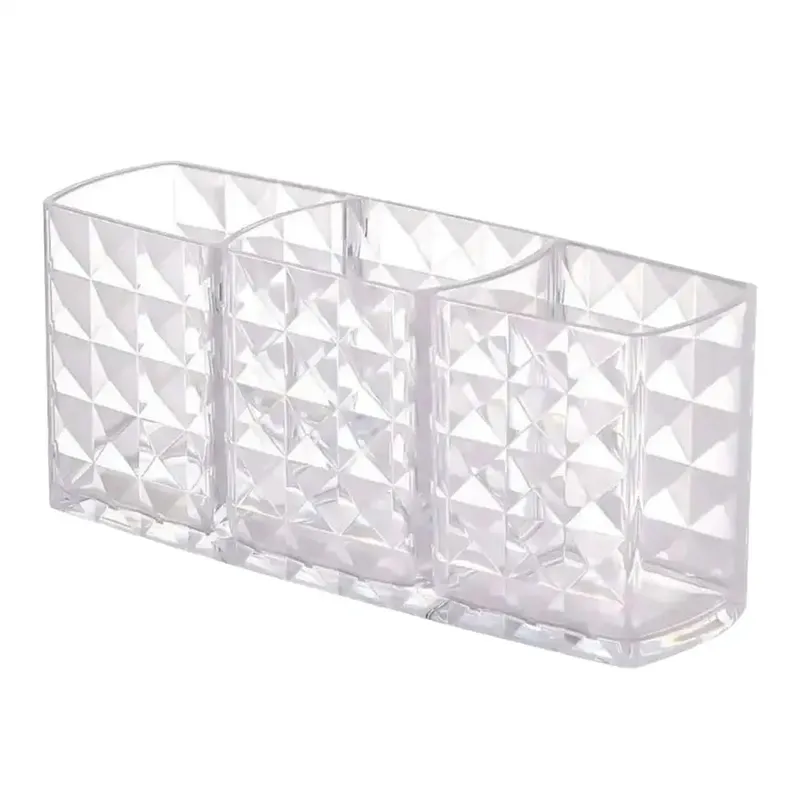 3 Slots Makeup Brush Holder Makeup Organizer Cosmetic Storage Box Lipstick Eyebrow Pencil Display Stand Acrylic Transparent Box