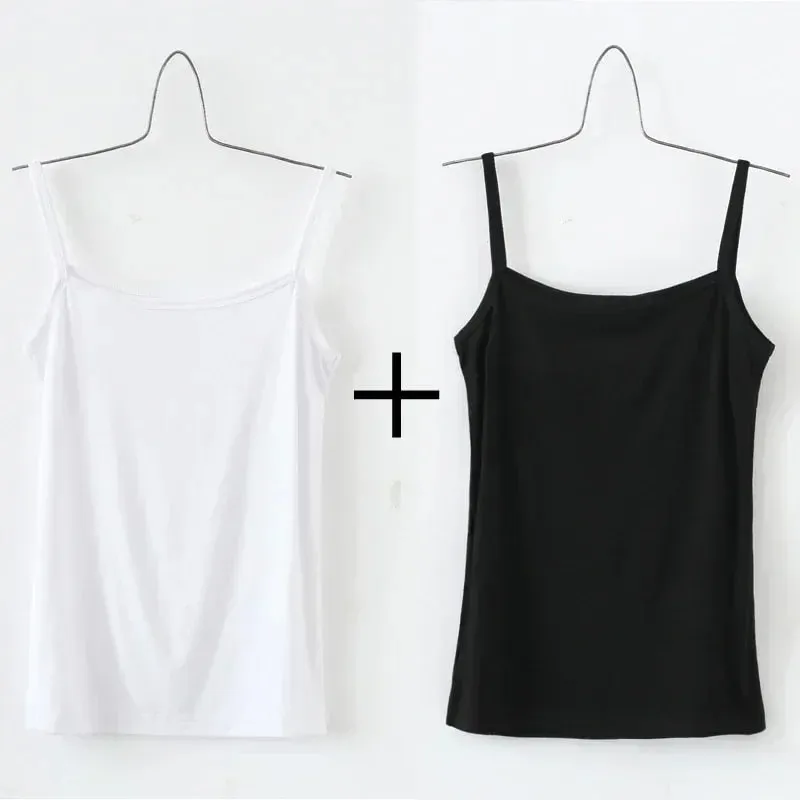 Basic Camisoles ผู้หญิง Crop Tops เสื้อแขนกุด Bralette Tops สีทึบผอมเสื้อกั๊กหญิงกระชับสัดส่วนถัง Bra ชุดชั้นใน — image 14