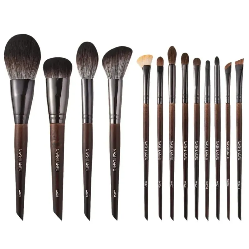 Premium Tierfell Make-up Pinsel Set Holzgriff Lidschatten Rouge Puder Augenbrauen Pinsel Beauty Makeup Tools Pelz Kosmetik — image 5