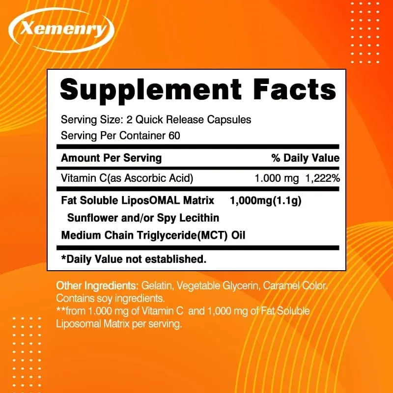 Vitamin C Capsules 1000mg - Immune System and Collagen Booster Skin Health Antioxidant Supplements — image 2