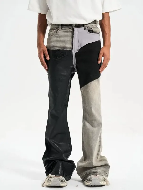 Ανδρικό χρώμα Contrast Casual Trendy Απλό Basic Slim Flare τζιν παντελόνι Four Seasons New Fashion Ανδρικό τζιν παντελόνι Streetwear