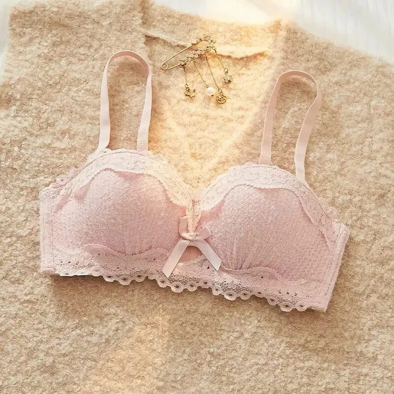 Conjunto de lencería Sexy de encaje, Push Up, acolchado grueso, pecho pequeño, mejora la forma, sujetador de media copa, ropa interior íntima breve oculta — image 12