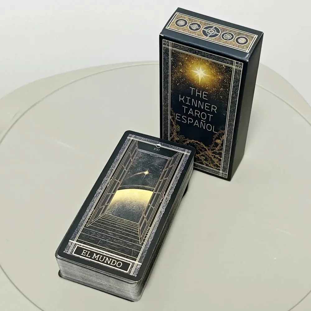 Dek Tarot Kinner 11*5.3sm Dek Tarot Tradisional 11*5.3cm Diilhamkan Secara Kosmik Dilukis Tangan Lengkap 78 Kad Dalam Bahasa Espanol Sepanyol — image 4