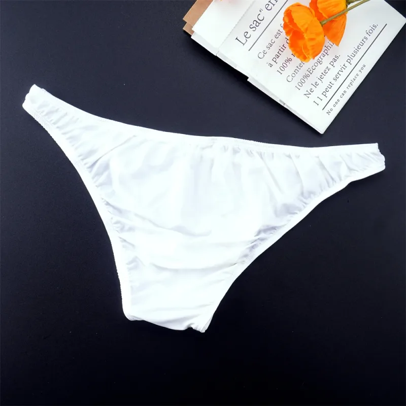 Man Solid Color Ice Silk Seamless Briefs Low Waist U Convex Male Panties Ultra-thin Underwear Elastic Quick Dry Breath Panty — image 3