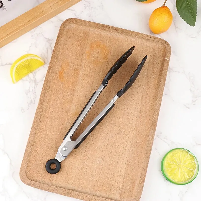 Silikon BBQ Grillen Tong Küche Kochen Salat Brot Servieren Tong Antihaft Grill Clip Clamp Edelstahl Werkzeuge Gadgets — image 15