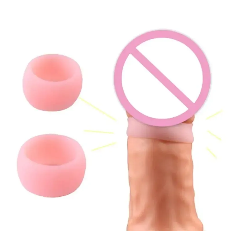 2 anillos de pene de silicona suave para hombres, Corrector de prepucio, juguete sexual masculino para retrasar la eyaculación — image 2