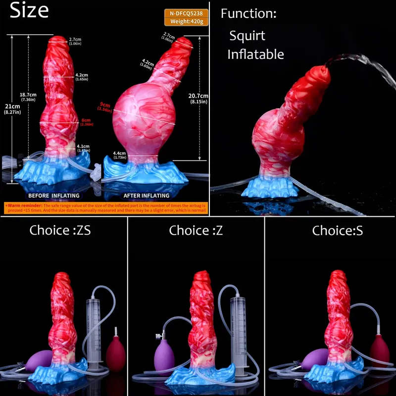Silikon Şişme Boşalma Düğüm Yapay Penis Ayarlanabilir Çevresi Fışkırtma Fantezi At Penis Yetişkin Seks Oyuncakları Anal Dilatör — image 21