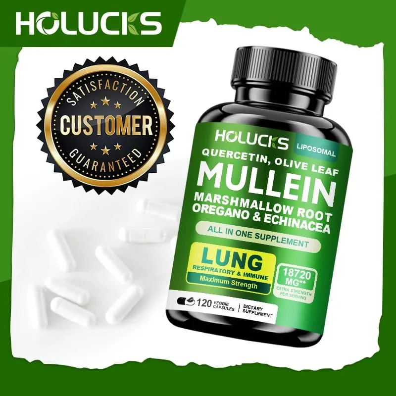 Viên nang chiết xuất từ lá Mullein cao cấp với Vitamin C Hỗ trợ long đờm Làm dịu đường thở & Giảm kích ứng Sức khỏe phổi — image 7