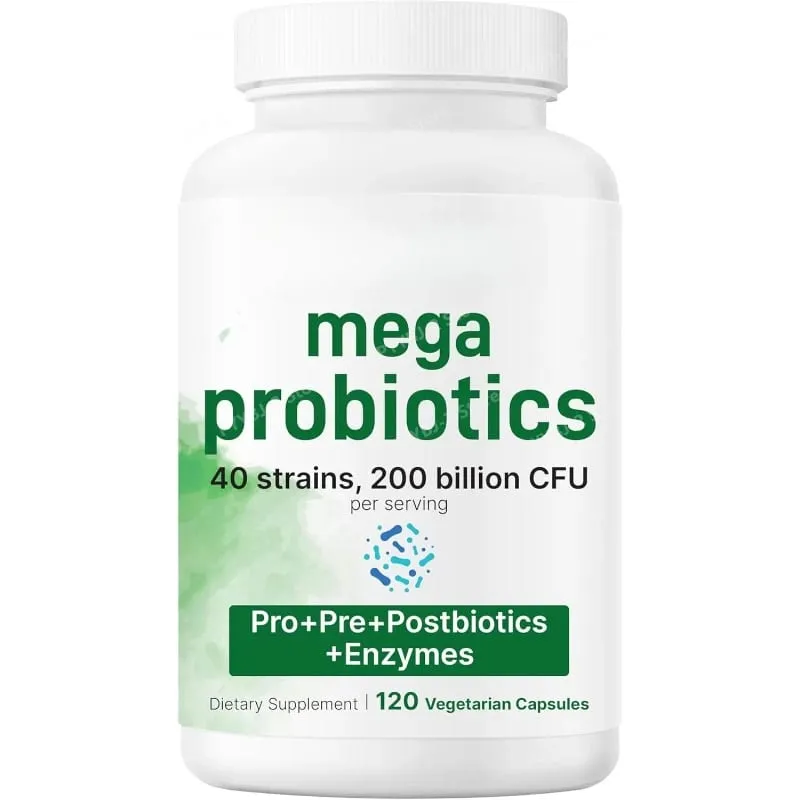 Probiotika-Kapseln, 200 Milliarden KBE, 40 Stämme, Präbiotika, Verdauungsenzyme, Nahrungsergänzung für die Darmgesundheit, 120 vegetarische Kapseln, Männer und Frauen — image 9
