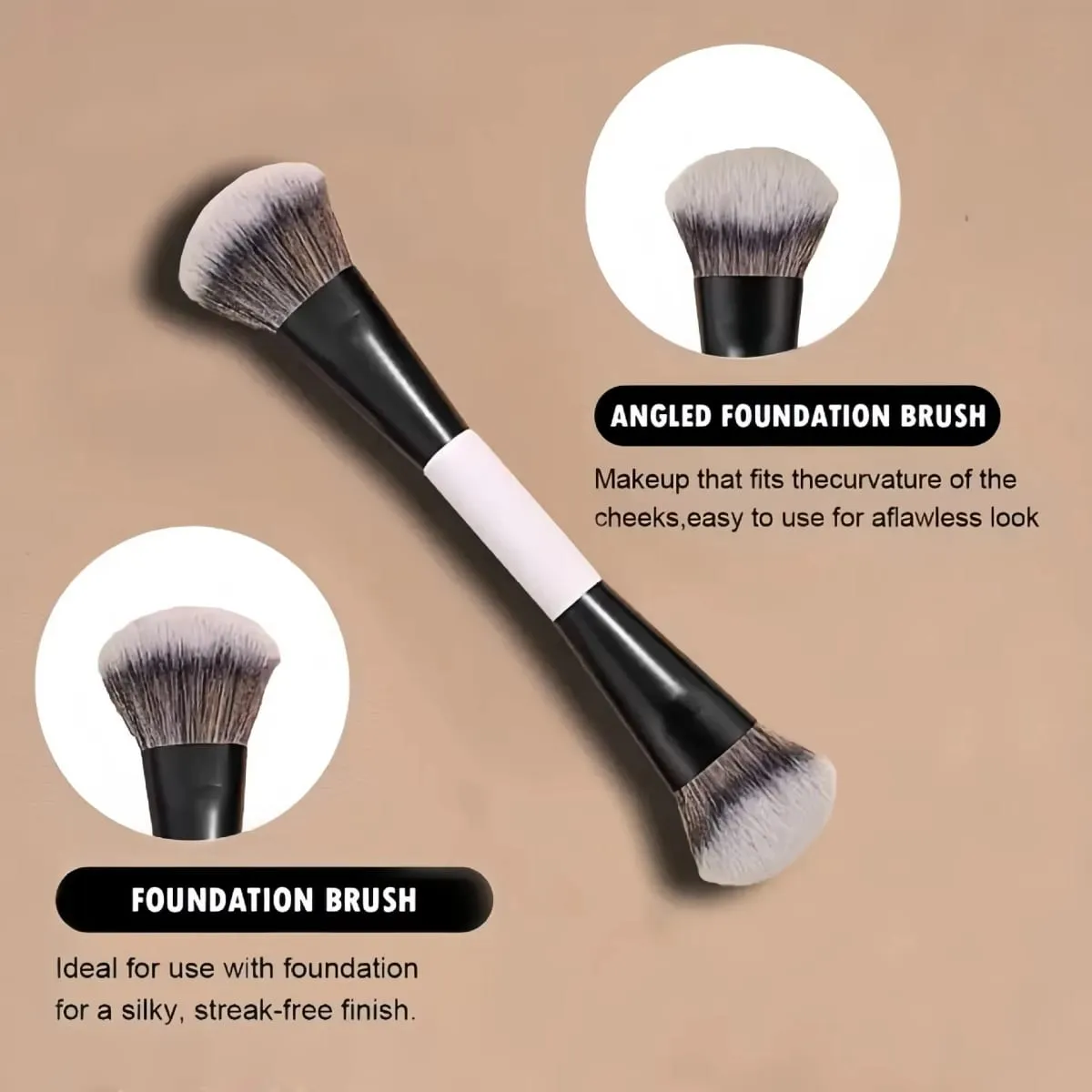 Brochas de maquillaje para base en ángulo de doble punta, brocha multifuncional para colorete, mango de madera, herramienta cosmética Mari F4, 1 ud. — image 5