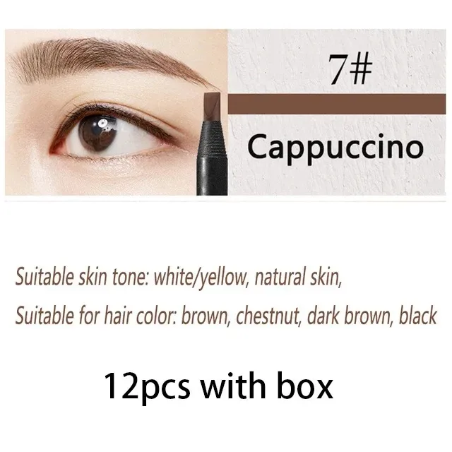 6/12PCS ดินสอเขียนคิ้ว Hard Core ขายส่งแต่งหน้าดึงสาย Haozhuang ยี่ห้อถาวร Peel off สีขาวสีดำกันน้ำธรรมชาติ — image 13