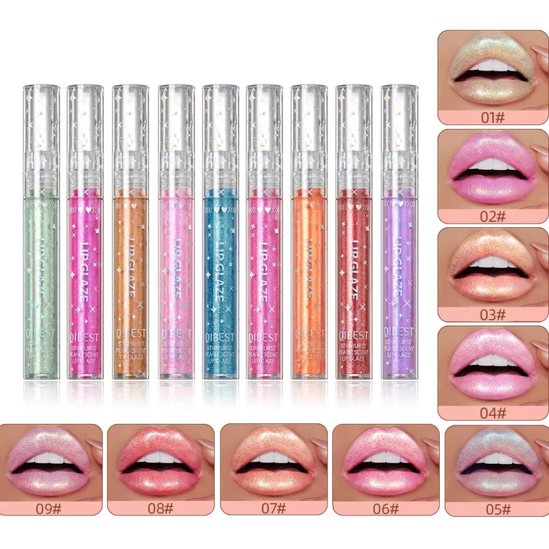 9 Farben Lipgloss-Sets, langlebiger Glitzer-Flüssig-Lippenstift, feuchtigkeitsspendend, leuchtender Lipgloss, Make-up, glänzende Lippenglasur-Sets — image 3