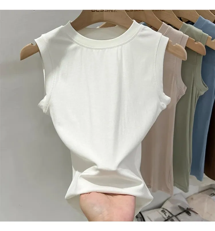 zjaiss 2026 Baumwolle Tops Hals Sommer Basic Shirts Weiß Schwarz Casual Sport Weste Schulterfrei Grün Damen Tank Top — image 8