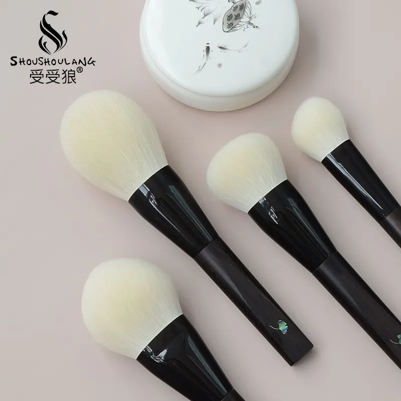 Shoushoulang Hand Crafted Makeup Brush Soft Tiny Tips Goat Hair 1PC Face Powder Blush Contour Brush Ebony Handle Makeup Brushes — image 2