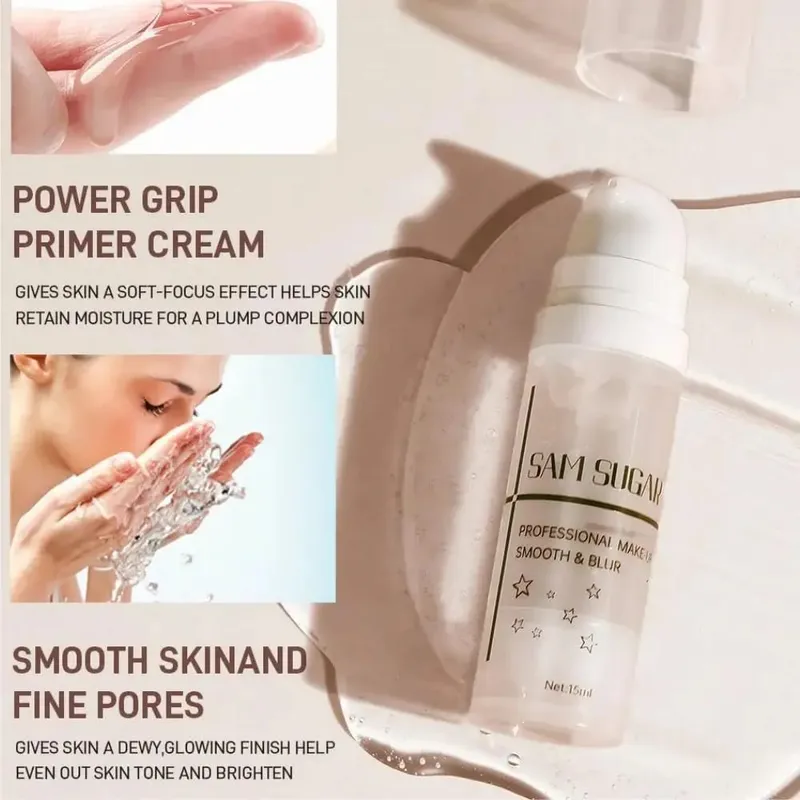 Makeup Base Sæt med 15ml Primer 30ml Matte Foundation 5g Løs Powder Puff For Glat Fejlfri Hud Longwear — image 5