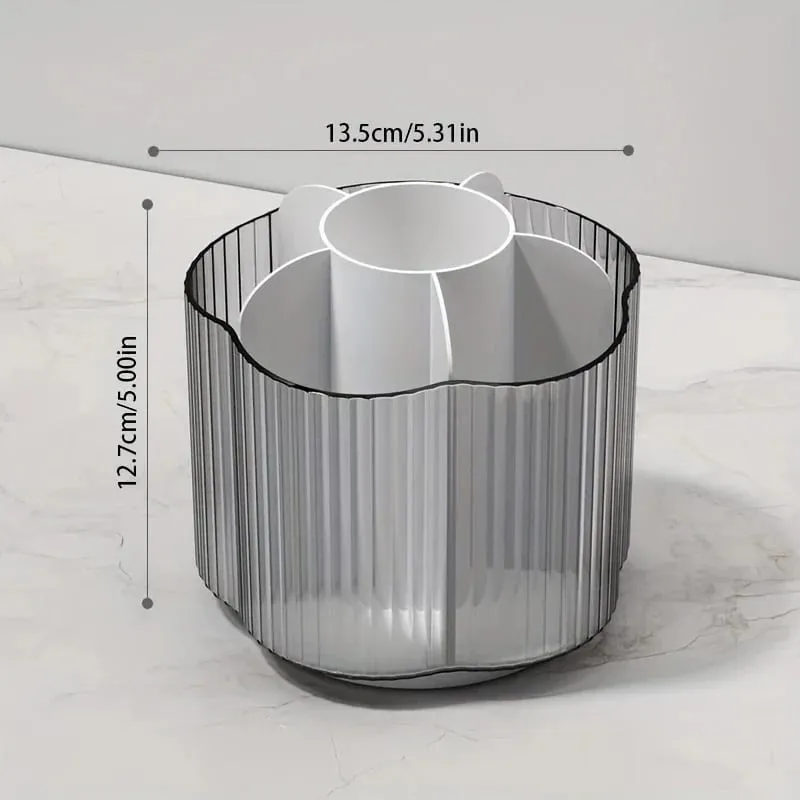 360° roterende makeup børsteholder Aftagelig 6 gitter Kosmetik opbevaringsboks Rund roterende makeup børster Værktøj Organizer Box