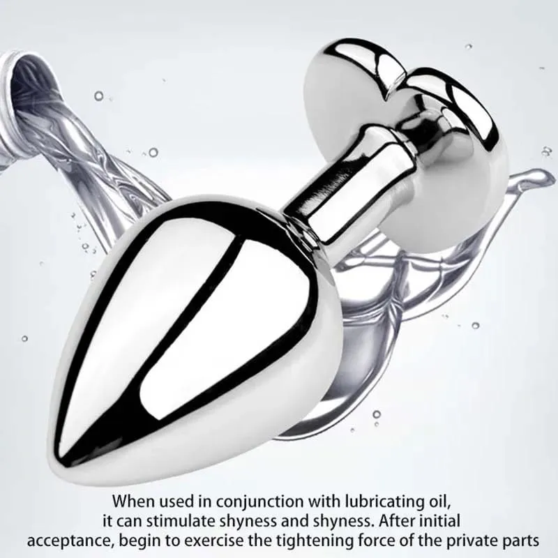 5 størrelser Rustfrit stål Krystal Hjerte Anal Plug Aftagelig Butt Plug Stimulator Prostata Massager Analsex legetøj Dildoer — image 5